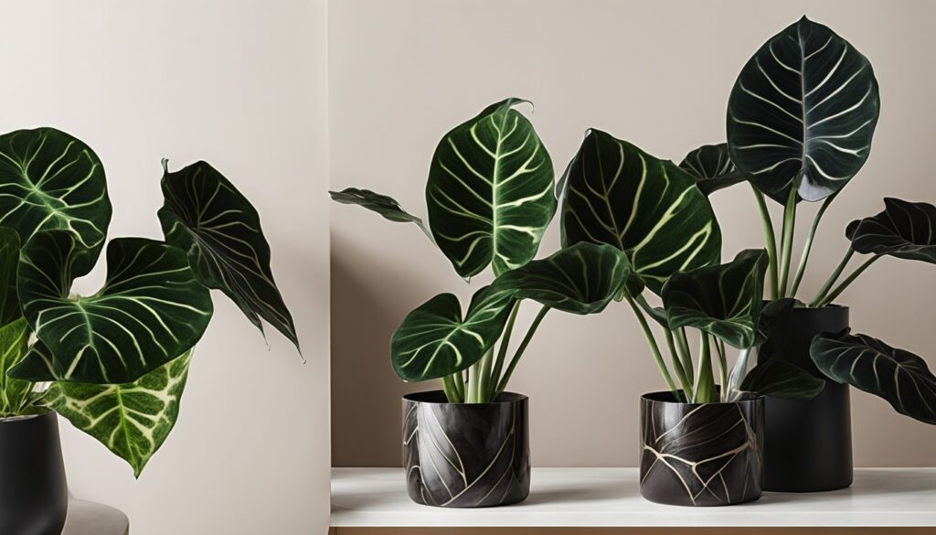 alocasia black velvet variegated