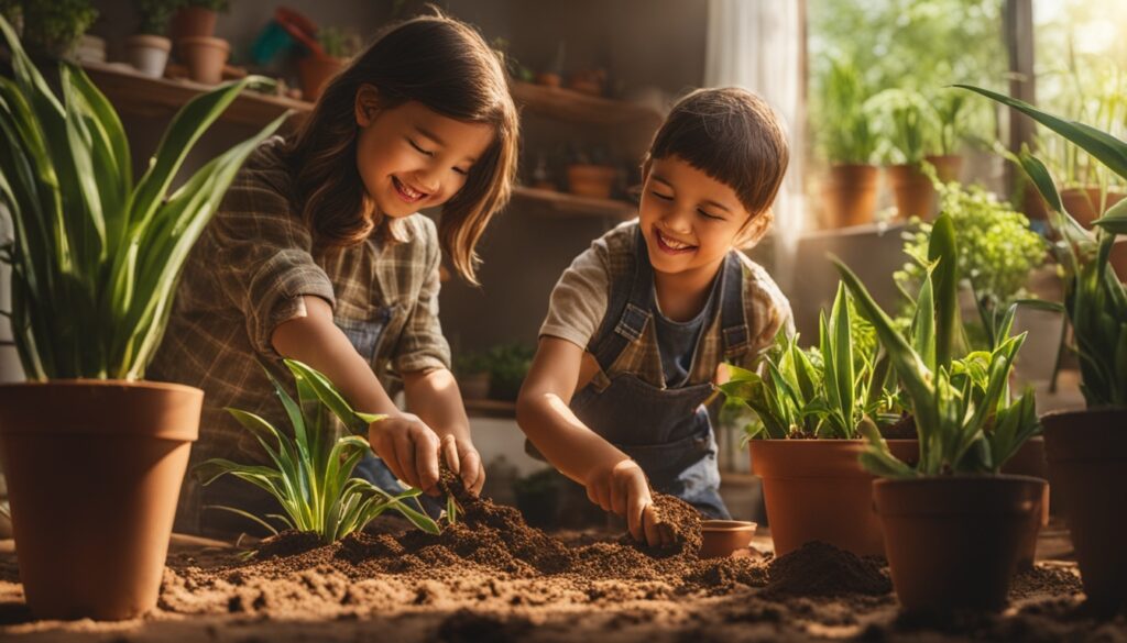 propagating snake plant with kids