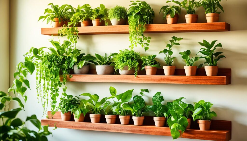 Money plant display shelves