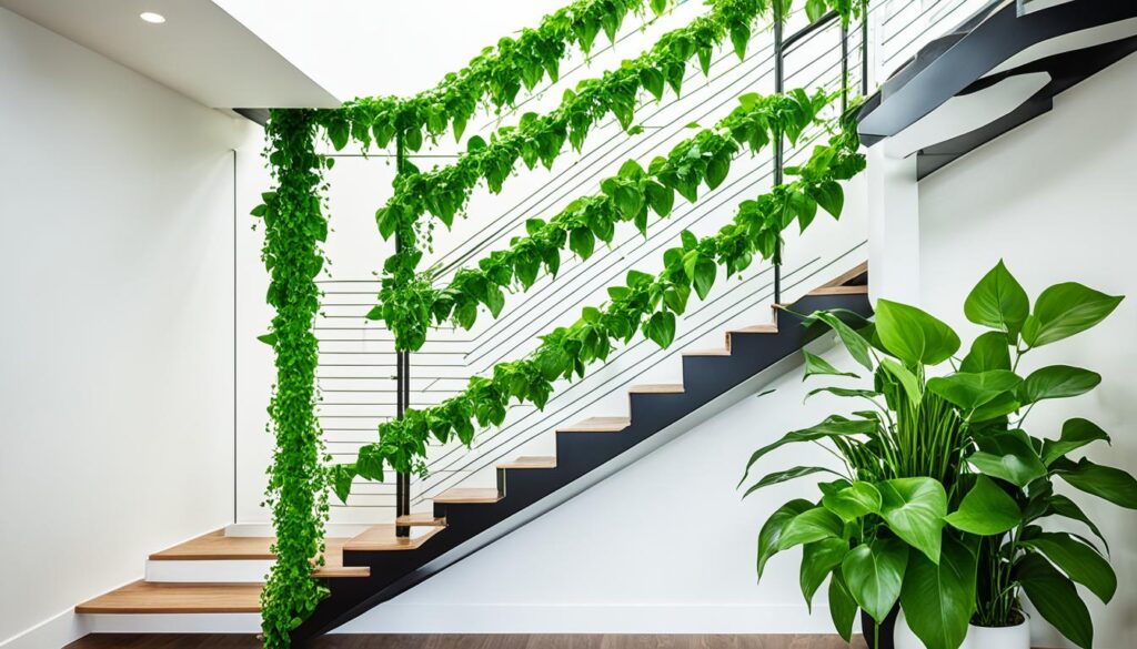 money plants on stairs