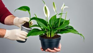 repotting a peace lily