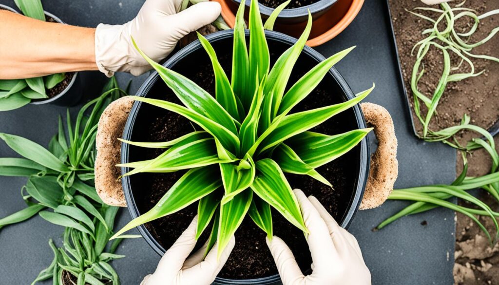 step-by-step snake plant repotting