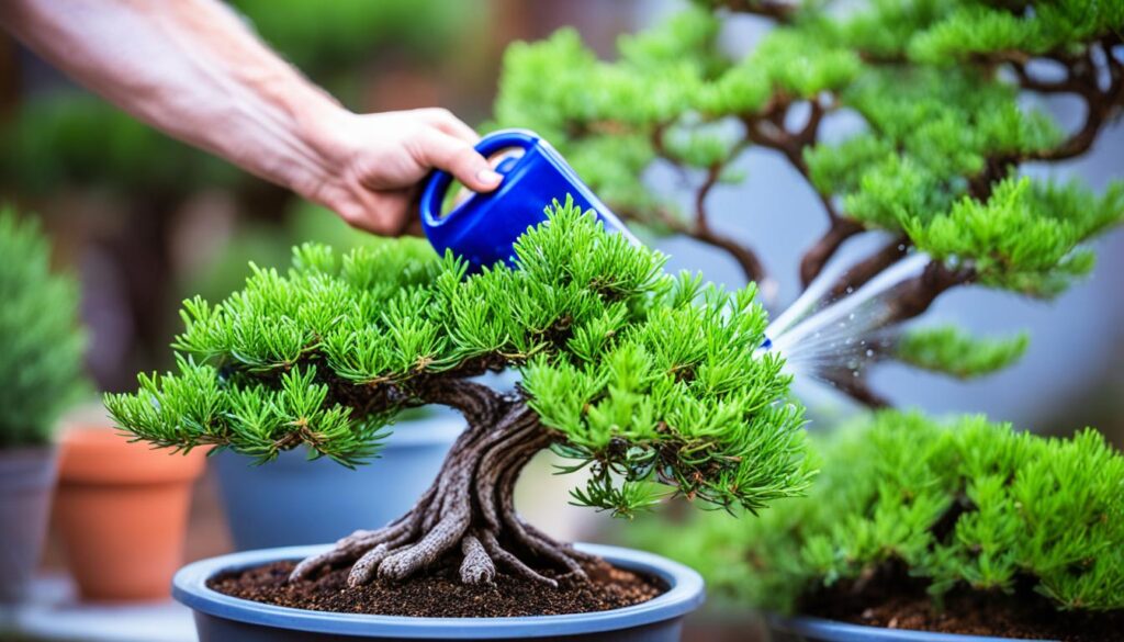 watering bonsai juniper