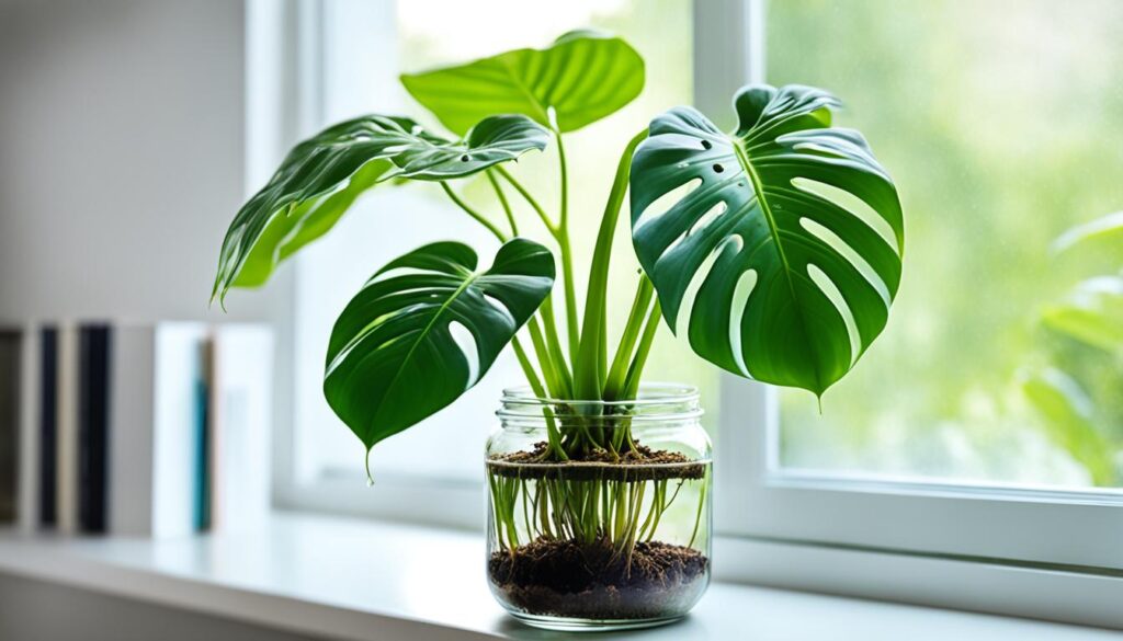 Monstera plant in soil