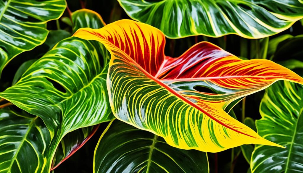 Philodendron ring of fire leaf