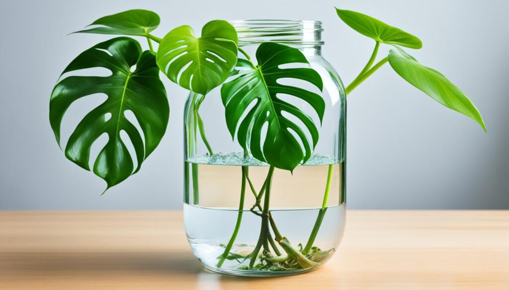 Submerging monstera cuttings in water