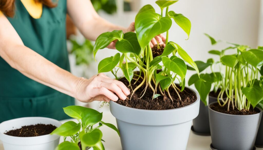 Transplanting pothos cuttings