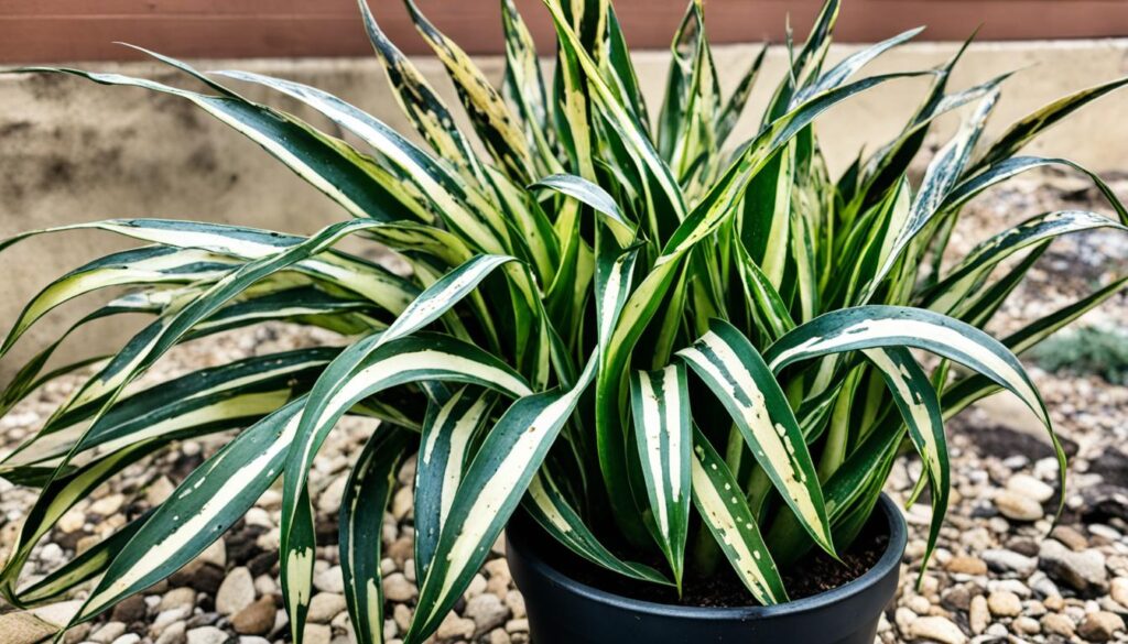 Underwatered snake plant