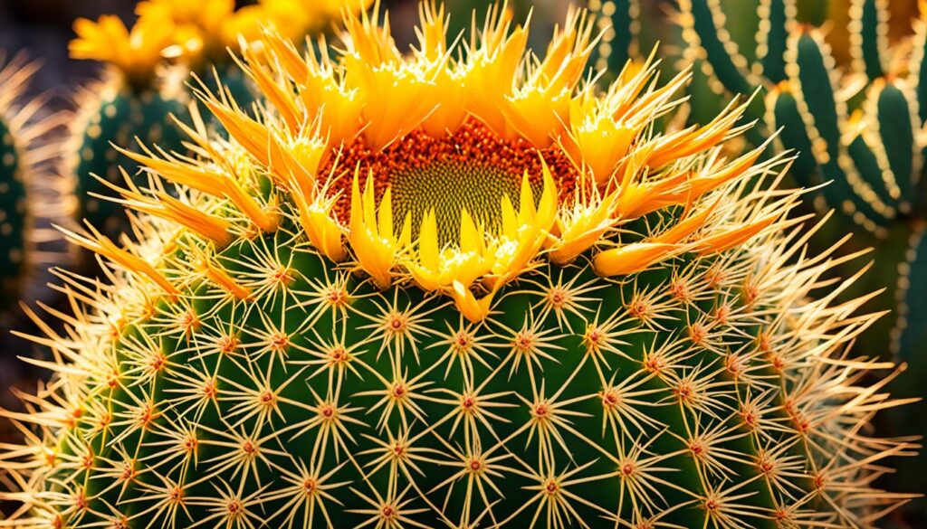 golden barrel cactus flowering