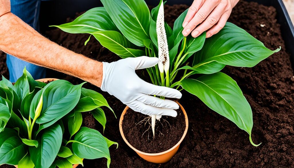 peace lily repotting