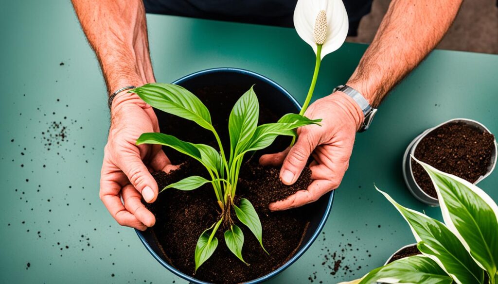 peace lily repotting