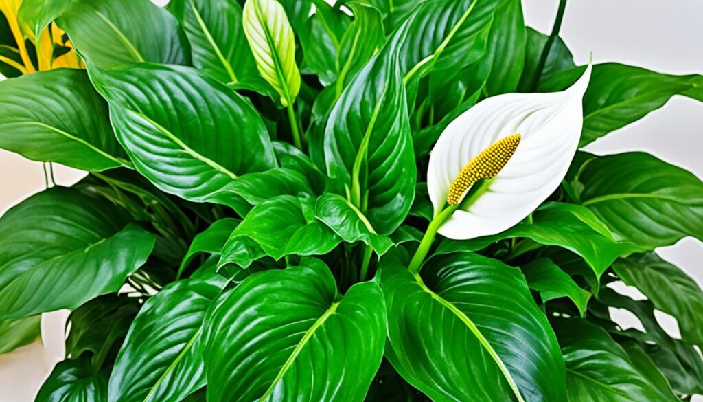 peace lily vibrant foliage