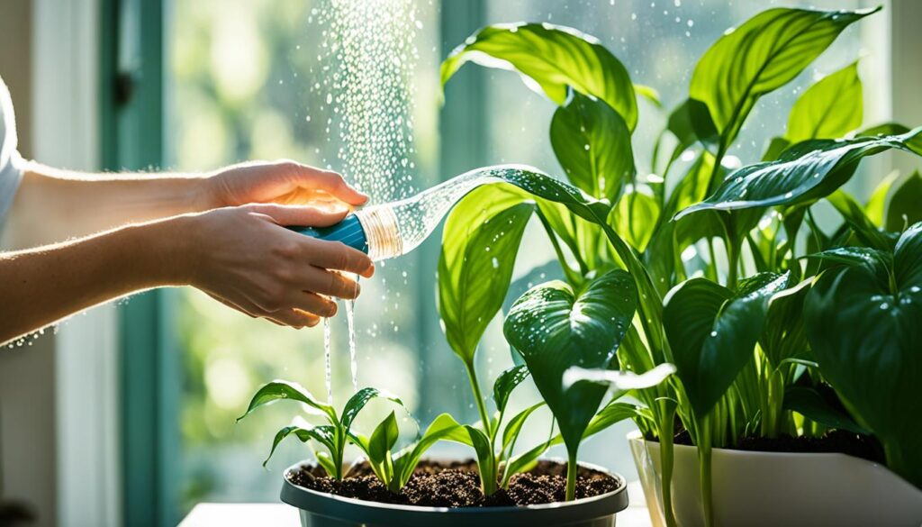 peace lily watering