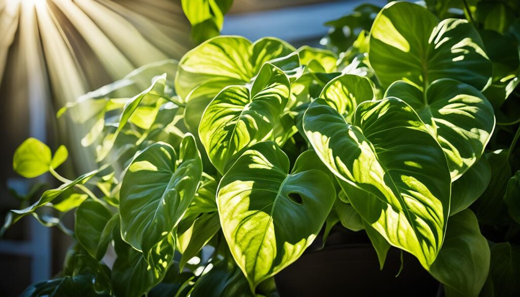 pothos in sunlight