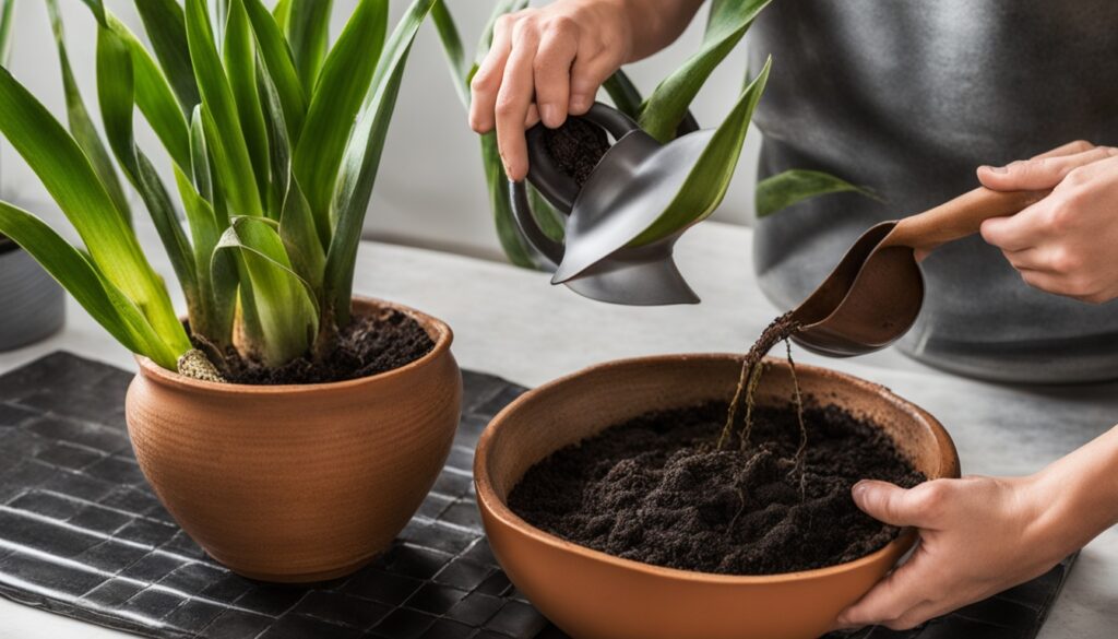 repotting overwatered snake plant