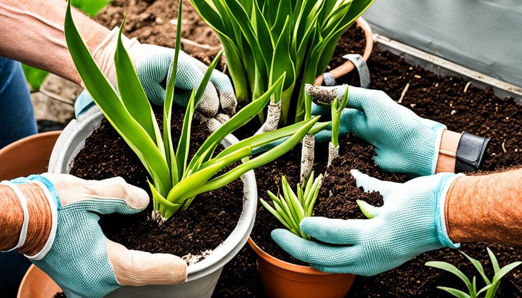 repotting snake plants