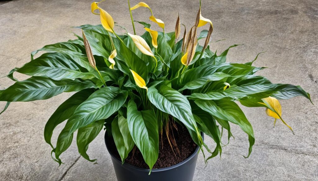 signs of underwatered peace lily