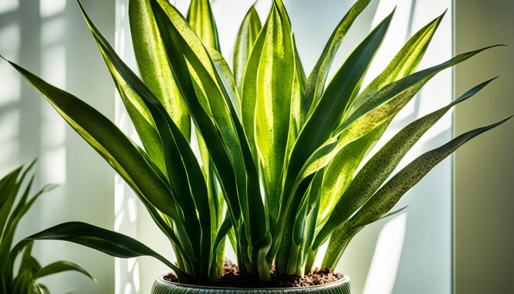 snake plants in indirect sunlight