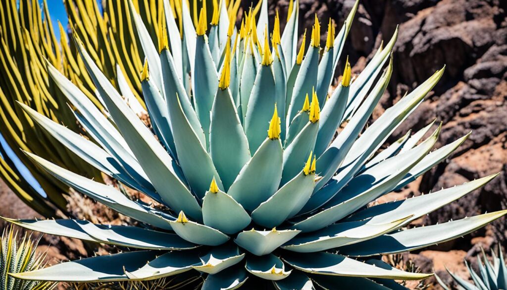 whale's tongue agave flowering