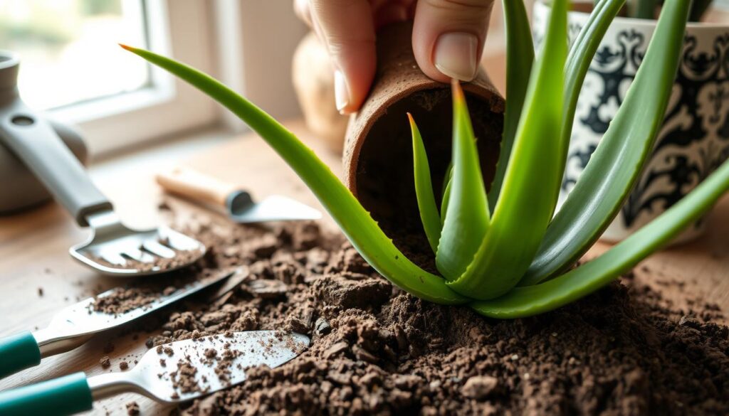 Aloe vera plant repotting