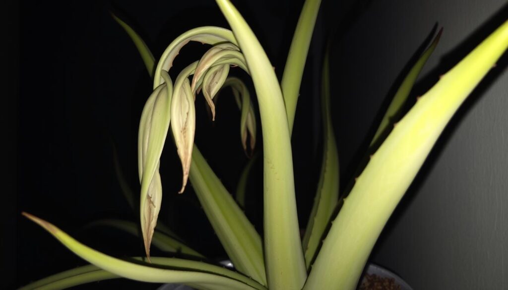 Aloe plant in inadequate light