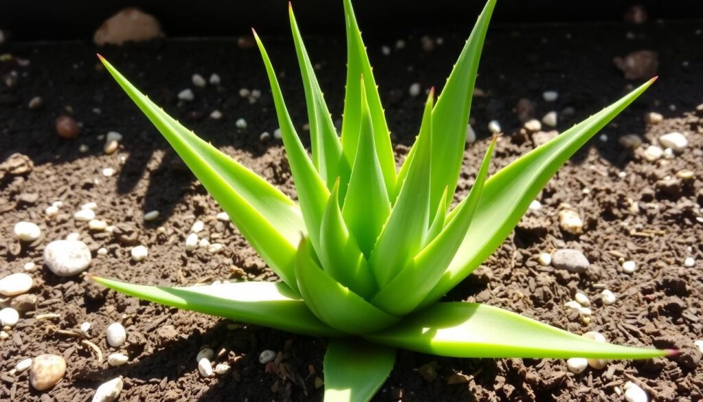 Aloe plant in soil