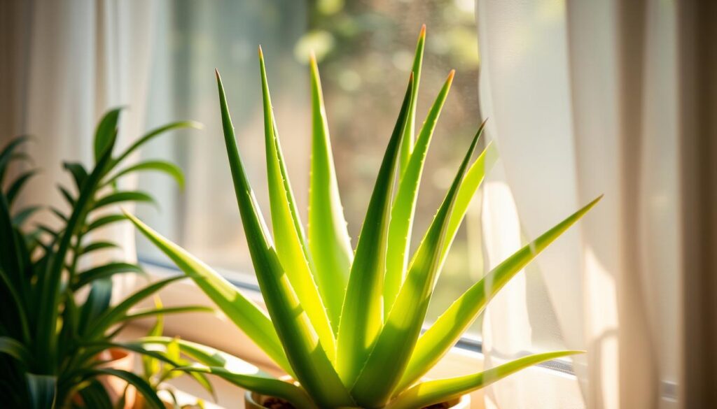 Aloe vera plant in ideal lighting conditions