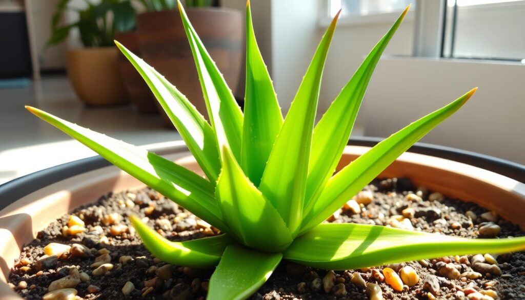 Aloe vera plant in soil