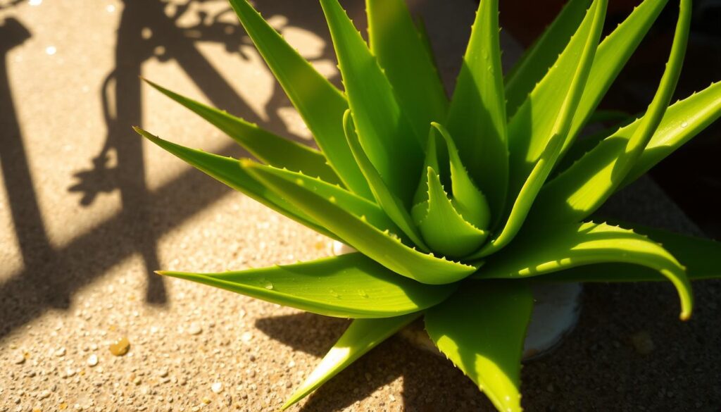 Aloe vera plant in sunlight