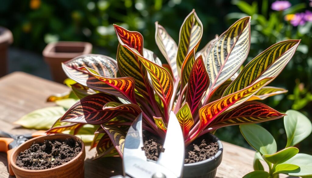 Croton stem cutting preparation