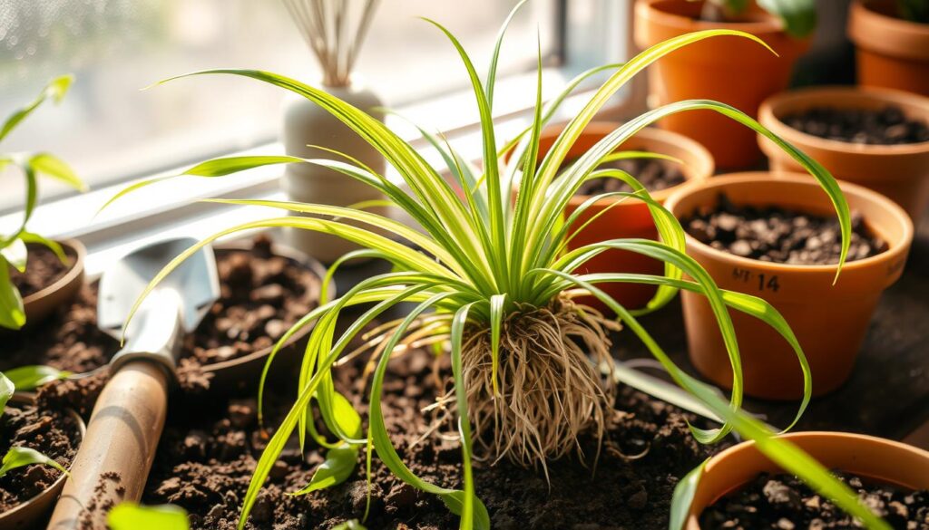 Dividing spider plant