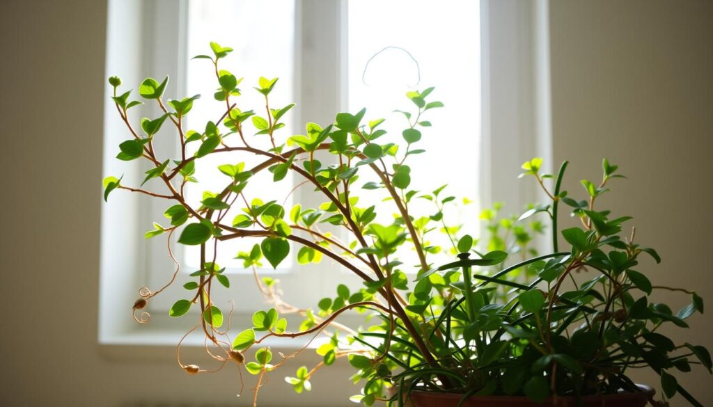 Hoya plant with small waxy leaves