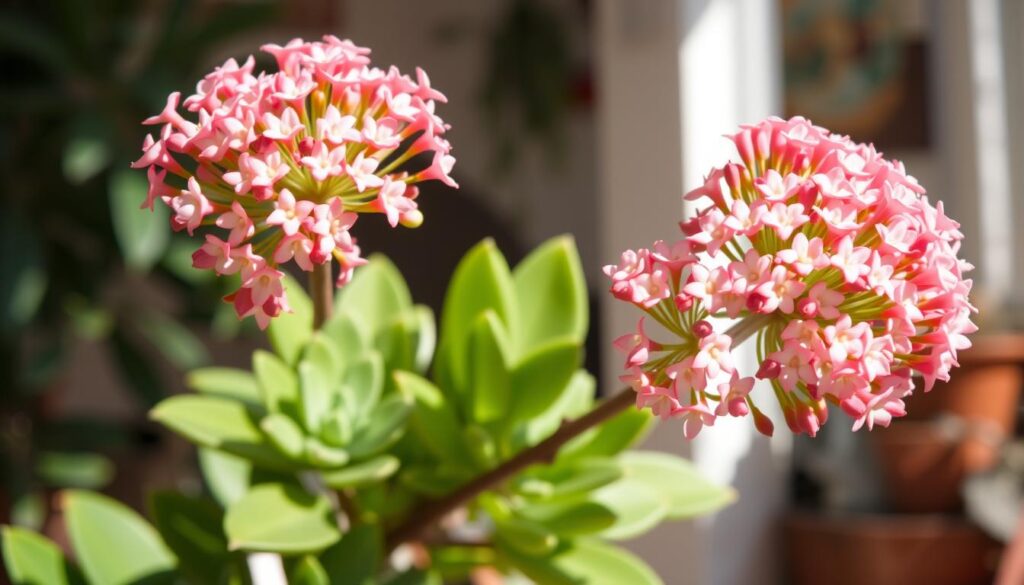 Jade plant blooms