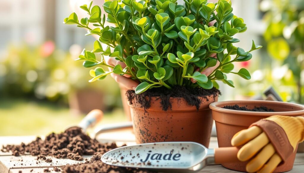 Jade plant repotting