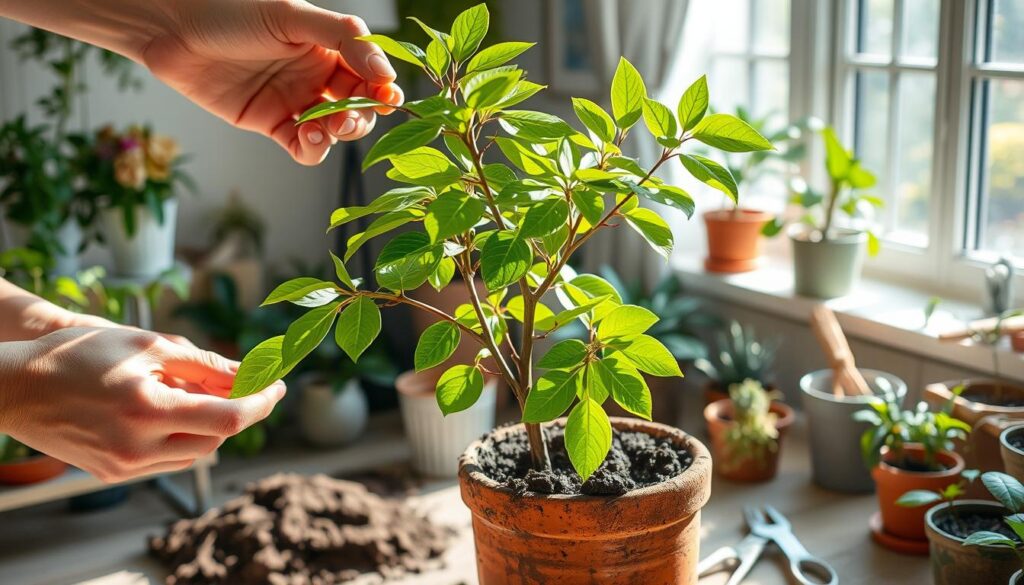 Money tree repotting