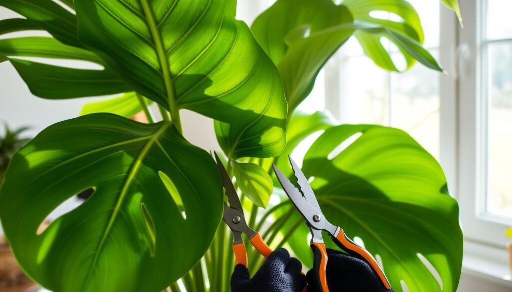 Monstera plant pruning