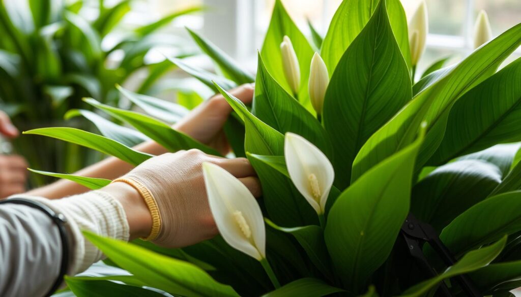 Peace lily pruning