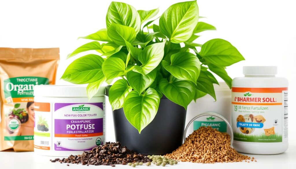 Pothos plant with fertilizer