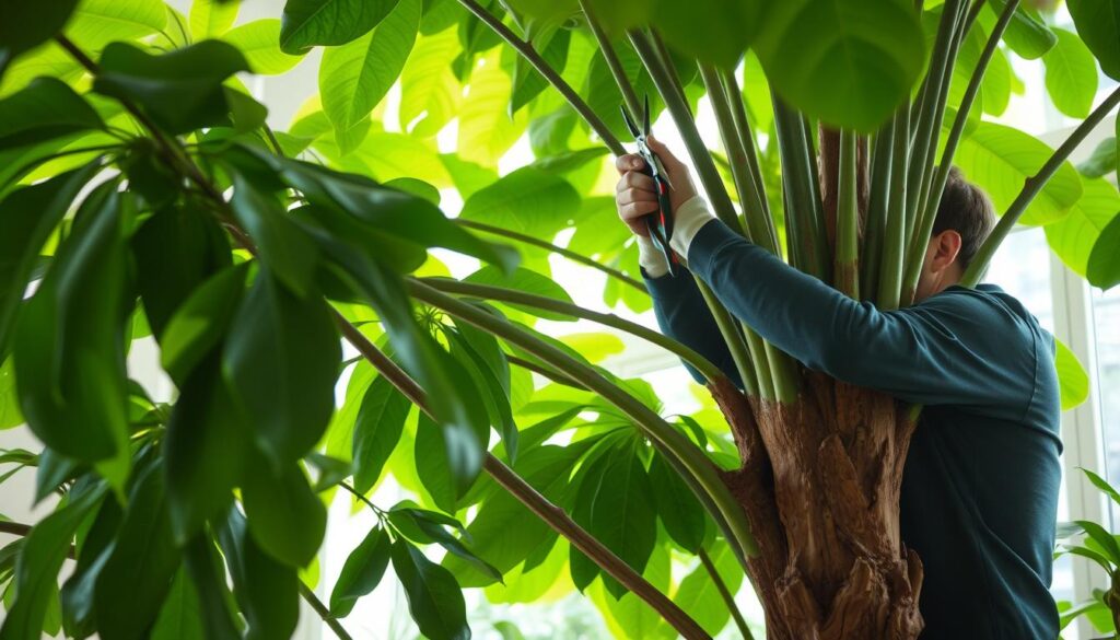 Pruning Rubber Tree for Upward Growth