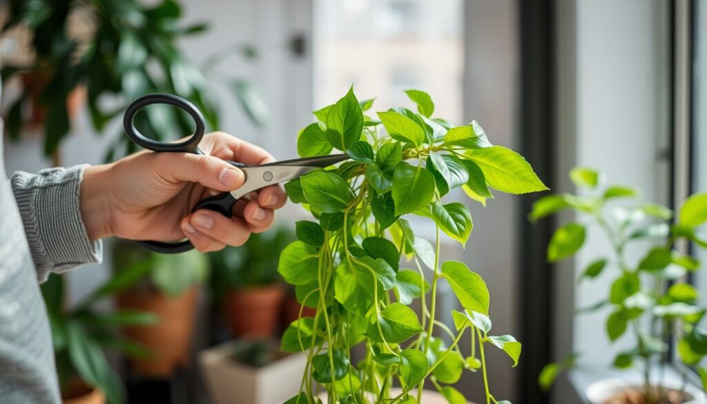 Pruning pothos plant