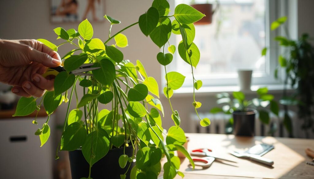 Pruning pothos plants