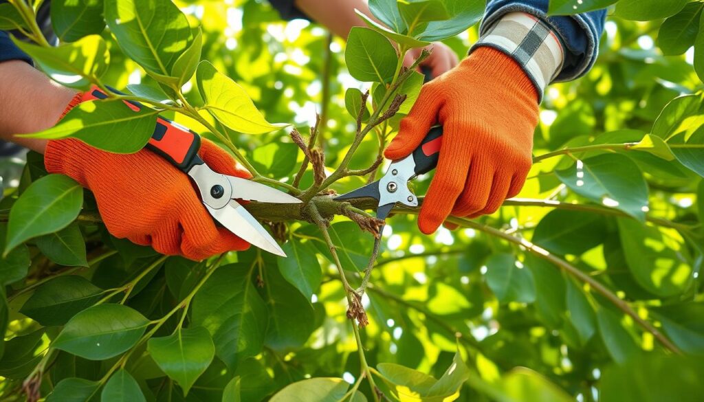 Pruning rubber tree branches