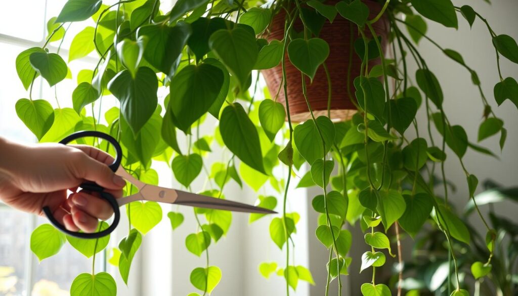 Trimming pothos plant