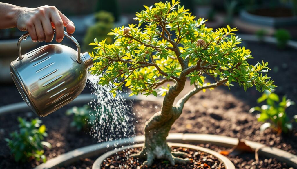 Watering Cedar Elm Bonsai