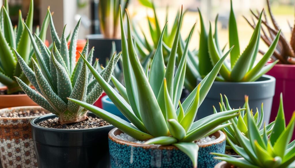 aloe vera plants in pots