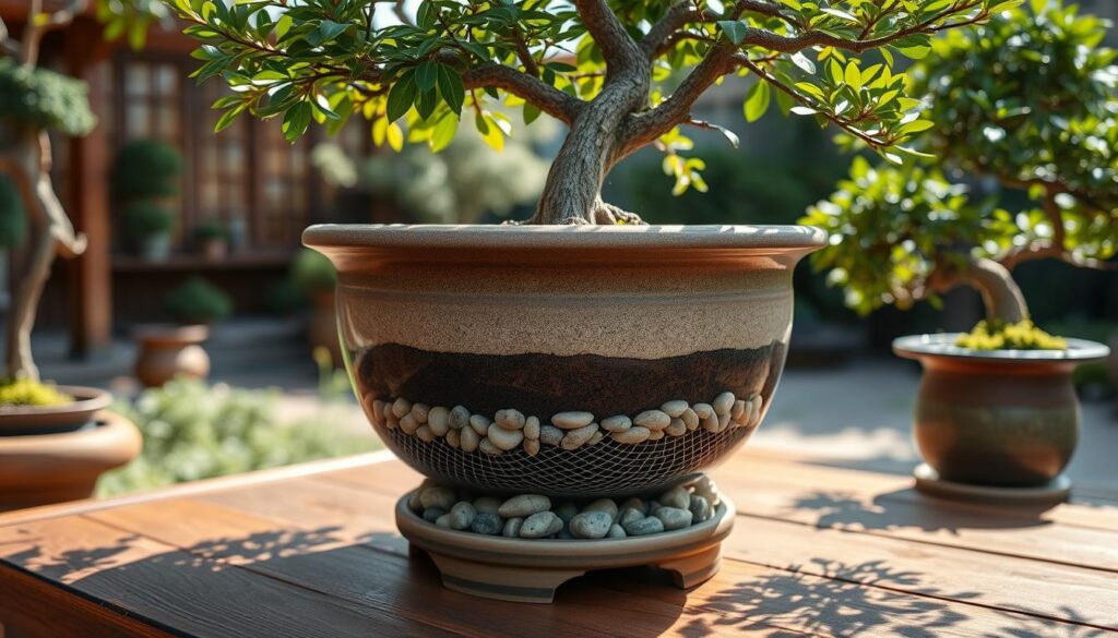 bonsai pot drainage