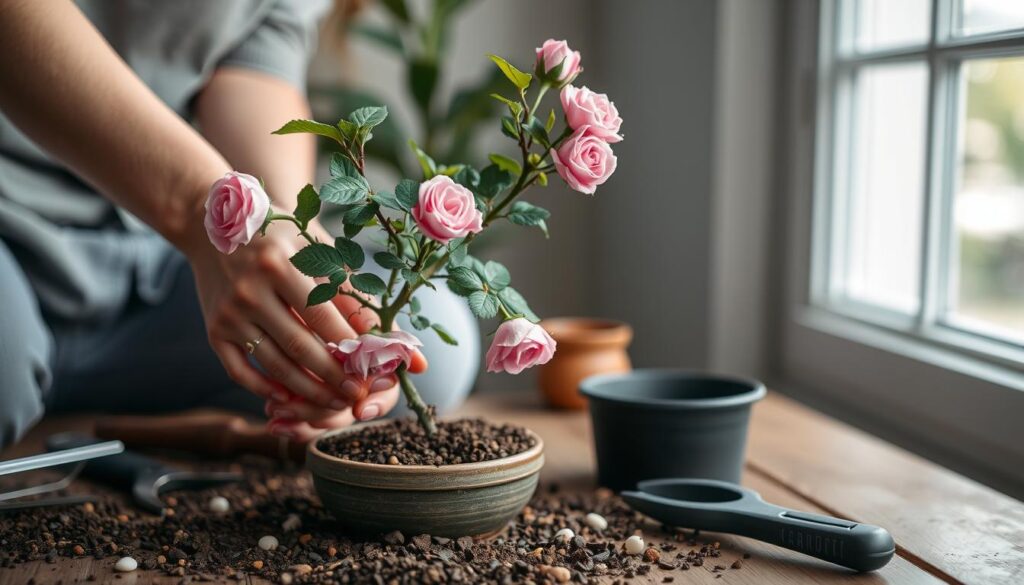 bonsai rose repotting