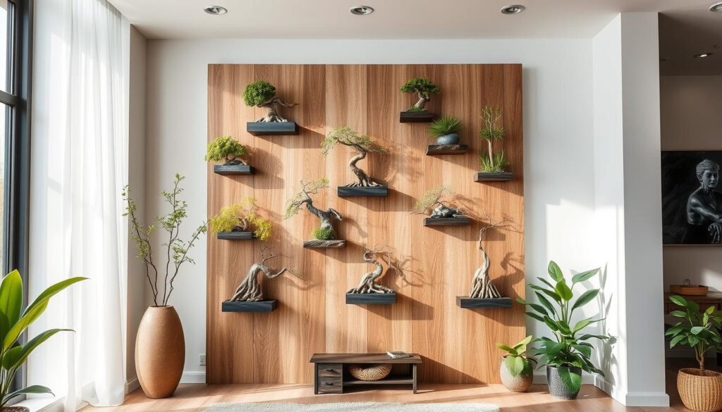 bonsai wall art installation