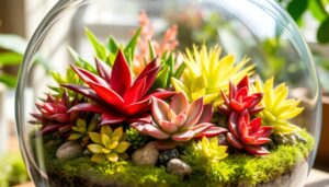 colorful terrarium plants