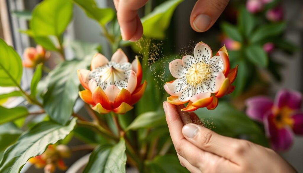 hand pollinating dragon fruit